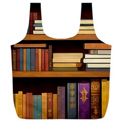 Book Nook Books Bookshelves Comfortable Cozy Literature Library Study Reading Room Fiction Entertain Full Print Recycle Bag (xl) by Maspions