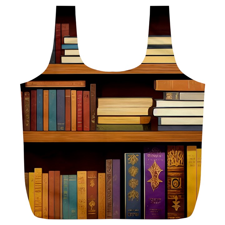 Book Nook Books Bookshelves Comfortable Cozy Literature Library Study Reading Room Fiction Entertain Full Print Recycle Bag (XL)