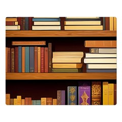 Book Nook Books Bookshelves Comfortable Cozy Literature Library Study Reading Room Fiction Entertain Two Sides Premium Plush Fleece Blanket (large)