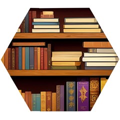 Book Nook Books Bookshelves Comfortable Cozy Literature Library Study Reading Room Fiction Entertain Wooden Puzzle Hexagon by Maspions