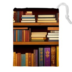 Book Nook Books Bookshelves Comfortable Cozy Literature Library Study Reading Room Fiction Entertain Drawstring Pouch (5xl)