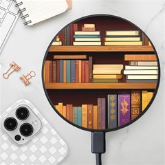 Book Nook Books Bookshelves Comfortable Cozy Literature Library Study Reading Room Fiction Entertain Wireless Fast Charger(black)