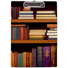 Book Nook Books Bookshelves Comfortable Cozy Literature Library Study Reading Room Fiction Entertain A4 Acrylic Clipboard by Maspions