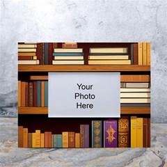 Book Nook Books Bookshelves Comfortable Cozy Literature Library Study Reading Room Fiction Entertain White Tabletop Photo Frame 4 x6  by Maspions