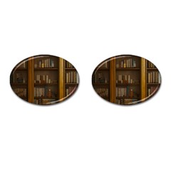 Books Book Shelf Shelves Knowledge Book Cover Gothic Old Ornate Library Cufflinks (oval)