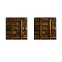 Books Book Shelf Shelves Knowledge Book Cover Gothic Old Ornate Library Cufflinks (square) by Maspions