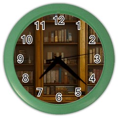 Books Book Shelf Shelves Knowledge Book Cover Gothic Old Ornate Library Color Wall Clock by Maspions