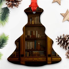 Books Book Shelf Shelves Knowledge Book Cover Gothic Old Ornate Library Ornament (christmas Tree) 