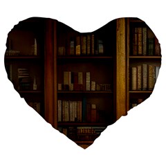 Books Book Shelf Shelves Knowledge Book Cover Gothic Old Ornate Library Large 19  Premium Heart Shape Cushions