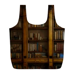 Books Book Shelf Shelves Knowledge Book Cover Gothic Old Ornate Library Full Print Recycle Bag (l)