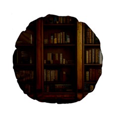 Books Book Shelf Shelves Knowledge Book Cover Gothic Old Ornate Library Standard 15  Premium Flano Round Cushions