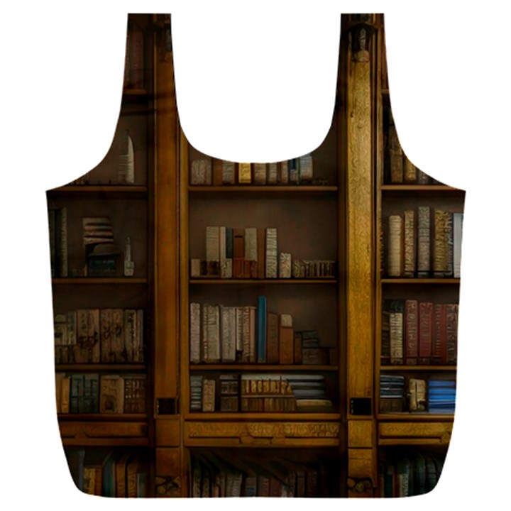 Books Book Shelf Shelves Knowledge Book Cover Gothic Old Ornate Library Full Print Recycle Bag (XXL)