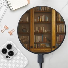 Books Book Shelf Shelves Knowledge Book Cover Gothic Old Ornate Library Wireless Fast Charger(black) by Maspions