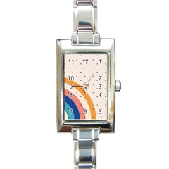 Abstract Geometric Bauhaus Polka Dots Retro Memphis Rainbow Rectangle Italian Charm Watch