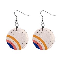 Abstract Geometric Bauhaus Polka Dots Retro Memphis Rainbow Mini Button Earrings by Maspions