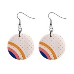 Abstract Geometric Bauhaus Polka Dots Retro Memphis Rainbow Mini Button Earrings Front