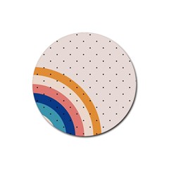 Abstract Geometric Bauhaus Polka Dots Retro Memphis Rainbow Rubber Coaster (round) by Maspions