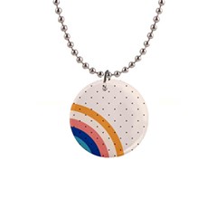 Abstract Geometric Bauhaus Polka Dots Retro Memphis Rainbow 1  Button Necklace by Maspions