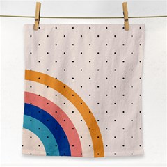 Abstract Geometric Bauhaus Polka Dots Retro Memphis Rainbow Face Towel by Maspions