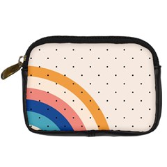 Abstract Geometric Bauhaus Polka Dots Retro Memphis Rainbow Digital Camera Leather Case