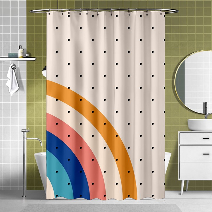 Abstract Geometric Bauhaus Polka Dots Retro Memphis Rainbow Shower Curtain 48  x 72  (Small) 