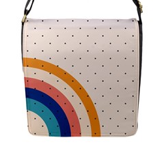 Abstract Geometric Bauhaus Polka Dots Retro Memphis Rainbow Flap Closure Messenger Bag (l)