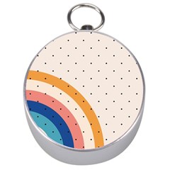 Abstract Geometric Bauhaus Polka Dots Retro Memphis Rainbow Silver Compasses