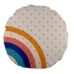 Abstract Geometric Bauhaus Polka Dots Retro Memphis Rainbow Large 18  Premium Flano Round Cushions