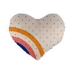 Abstract Geometric Bauhaus Polka Dots Retro Memphis Rainbow Standard 16  Premium Flano Heart Shape Cushions