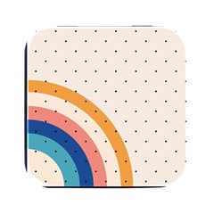 Abstract Geometric Bauhaus Polka Dots Retro Memphis Rainbow Square Metal Box (black)