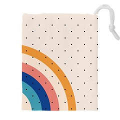 Abstract Geometric Bauhaus Polka Dots Retro Memphis Rainbow Drawstring Pouch (5xl) by Maspions