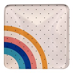 Abstract Geometric Bauhaus Polka Dots Retro Memphis Rainbow Square Glass Fridge Magnet (4 Pack) by Maspions