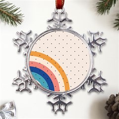 Abstract Geometric Bauhaus Polka Dots Retro Memphis Rainbow Metal Large Snowflake Ornament