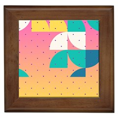 Abstract Geometric Bauhaus Polka Dots Retro Memphis Art Framed Tile