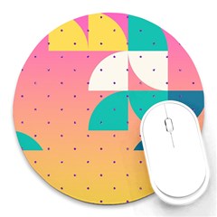 Abstract Geometric Bauhaus Polka Dots Retro Memphis Art Round Mousepad