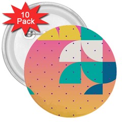 Abstract Geometric Bauhaus Polka Dots Retro Memphis Art 3  Buttons (10 Pack) 