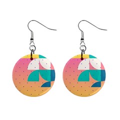 Abstract Geometric Bauhaus Polka Dots Retro Memphis Art Mini Button Earrings by Maspions