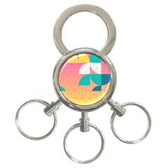 Abstract Geometric Bauhaus Polka Dots Retro Memphis Art 3-ring Key Chain