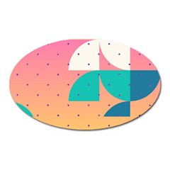 Abstract Geometric Bauhaus Polka Dots Retro Memphis Art Oval Magnet