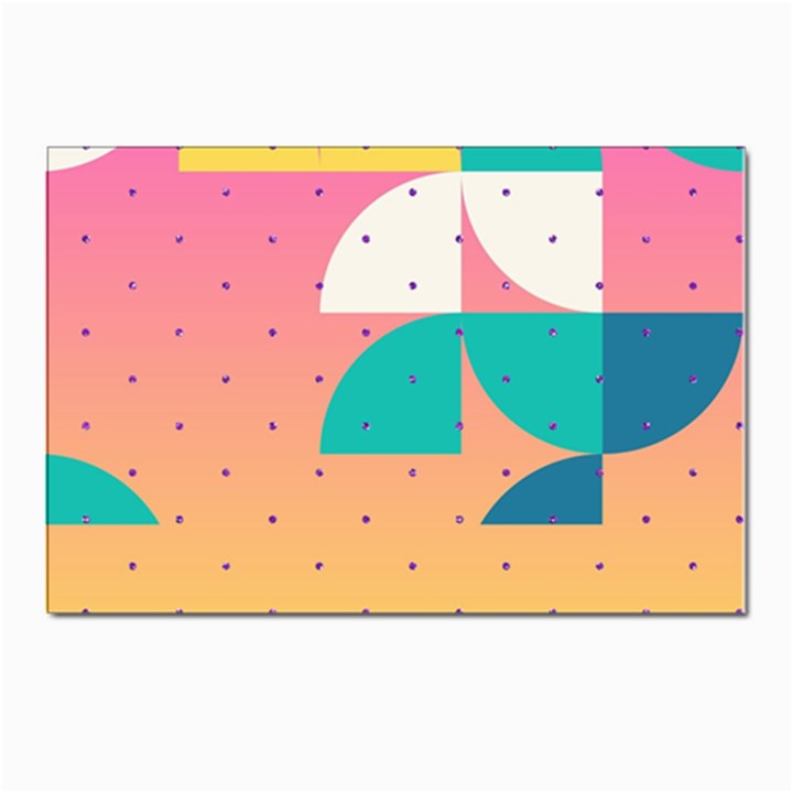 Abstract Geometric Bauhaus Polka Dots Retro Memphis Art Postcard 4 x 6  (Pkg of 10)