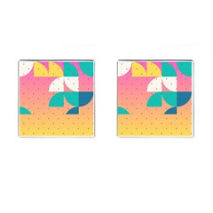 Abstract Geometric Bauhaus Polka Dots Retro Memphis Art Cufflinks (square)