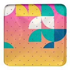 Abstract Geometric Bauhaus Polka Dots Retro Memphis Art Square Glass Fridge Magnet (4 Pack) by Maspions