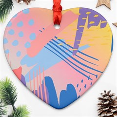 Abstract Lines Dots Pattern Purple Pink Blue Ornament (heart)