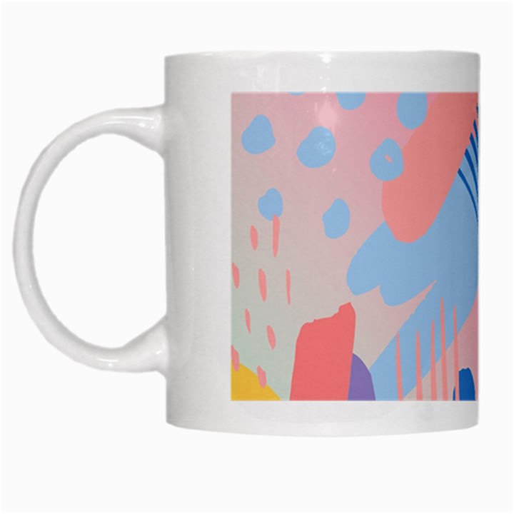 Abstract Lines Dots Pattern Purple Pink Blue White Mug