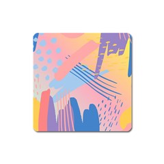 Abstract Lines Dots Pattern Purple Pink Blue Square Magnet by Maspions