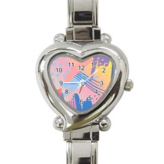 Abstract Lines Dots Pattern Purple Pink Blue Heart Italian Charm Watch