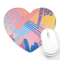 Abstract Lines Dots Pattern Purple Pink Blue Heart Mousepad by Maspions