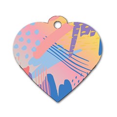 Abstract Lines Dots Pattern Purple Pink Blue Dog Tag Heart (One Side)