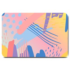 Abstract Lines Dots Pattern Purple Pink Blue Large Doormat by Maspions