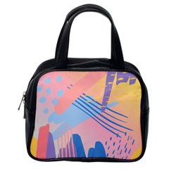 Abstract Lines Dots Pattern Purple Pink Blue Classic Handbag (one Side)